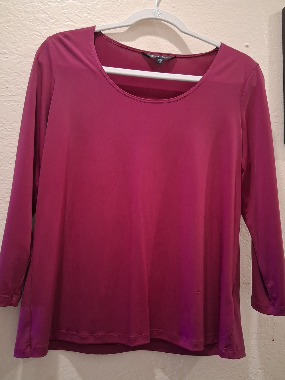Slinky Women's 3/4 Sleeve Scoop Neck Top - Magenta Pink